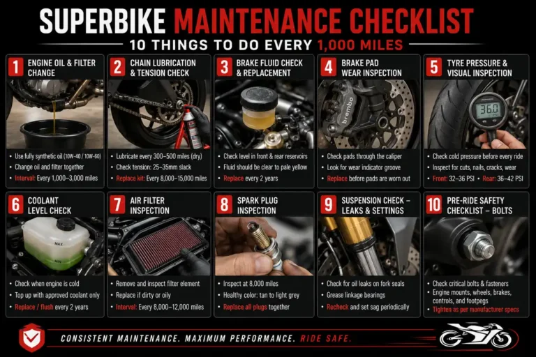 Superbike Maintenance Checklist — 10 Things to Do Every 1,000 Miles